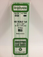Evergreen 8104 Plasticcart HO Scale Strip 0,28x1,09x350mm (1