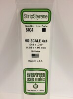 Evergreen 8404 Plasticcart HO Scale Strip 1,09x1,09x350mm...