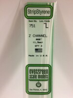 Evergreen 751 Plasticcart Z-Channel 1,5x0,7x350mm (4) 1