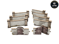 WW2 Normandy Stone Wall w. Gate (high) 28mm 3