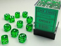Translucent Green/White 36x W6 12mm Dice Set