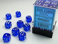 Translucent Blue/White 36x W6 12mm Dice  gallery