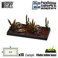Hollow Bases und Adapter Eckig mit Rand 25x50mm auf 30x60mm 