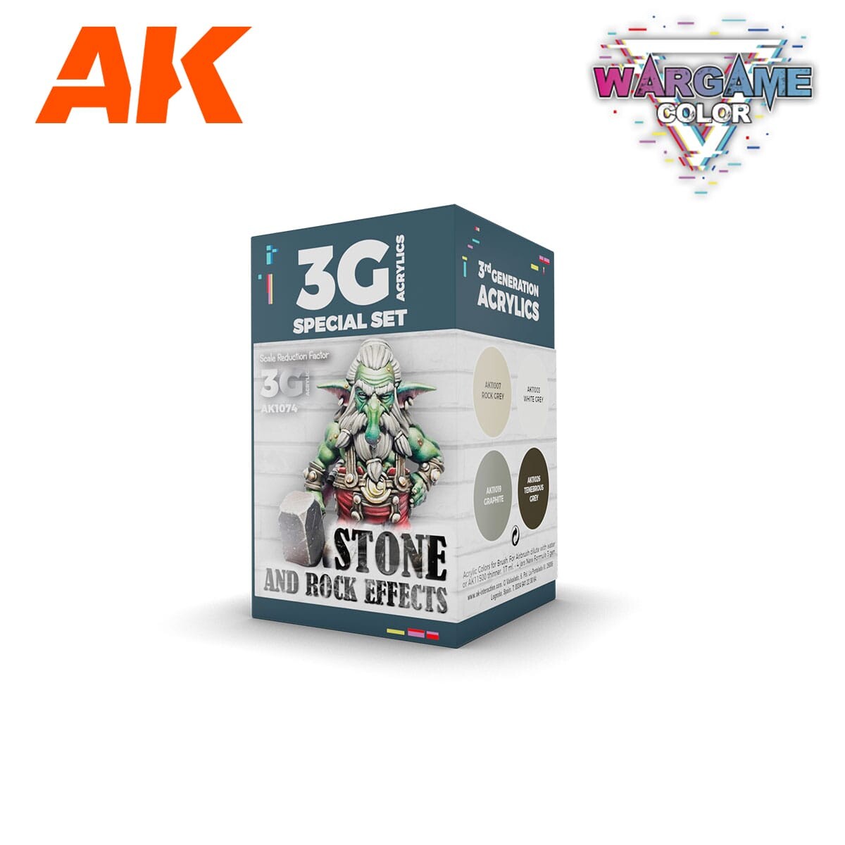 AK Interactive Wargame Color Set Stone and Rock Effects
