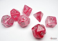 Ghostly Glow Pink/Silver RPG Dice Set gallery