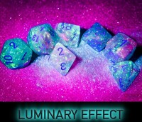 Nebula Wisteria/White Luminary RPG Dice Set 3