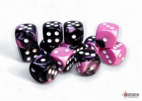 Gemini Black Pink/White 12x 16mm W6 Dice gallery