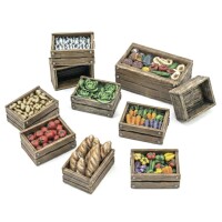 Holzkisten mit Lebensmitteln Set (12) 1