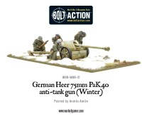 German Heer 75mm Pak 40 Anti-Tank Gun (Winter) 28mm 2